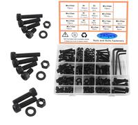 HVDHYY M5 M6 M8 Boulons et Écrous Noires Vis Kit D'assortiment D'écrous de Rondelles en Acier Au Carbone Vis a Six Pans Creux Avec Boîte de Rangement Pour,Livré Avec 3 Clés 295pcs