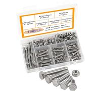 HVDHYY M5 Vis et Écrous 304 Vis Inox Visserie Tête Hexagonale Assortiment Boulon Ecrou Vis et Écrous Assortiment Kit 150pcs