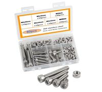 HVDHYY M6 Jeu de Vis et Écrous 304 Vis Inox Visserie Tête Hexagonale Assortiment Boulon Ecrou Vis et Écrous Assortiment Kit 80pcs