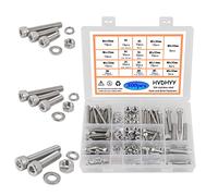 HVDHYY Vis a Tête Cylindrique a Six Pans M5 M6 M8 Vis A2-70 Mécaniques Hexagonale en Acier Inoxydable Écrous Rondelles Kit D'assortiment Bouton Creux avec Boîte de Rangement 300pcs