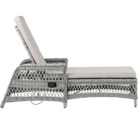 Hven Chaise longue de jardin avec matelas et poignée d'inclinaison, couleur couleur sable.