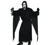 HVFGXY Costume Scream pour adulte - Visage fantôme - Gants - Ceinture et masque - Costume d'Halloween effrayant - Déguisement de terrificateur effrayant pour les fêtes et le cosplay (robe, masque et