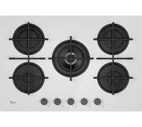 HVG74C3W - Plaque de cuisson 5 feux gaz 75 cm verre trempé blanc