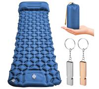 HVIERO Matelas isolant auto-gonflant avec pompe à pied, ultra léger, petite taille une fois replié, pour l'extérieur, le camping, la randonnée, la randonnée (bleu)