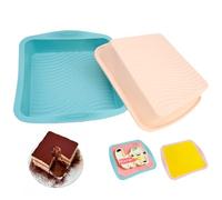 HVIHWI Lot de 2 moules à gâteau rectangulaires en silicone anti-adhésif pour cheesecake, brownie, gâteau, pain, tarte au chocolat, 26 x 26 x 5 cm (multicolore)
