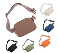 HVJCEZ Sac banane pour homme et femme, sac banane tendance, mini sac à bandoulière réglable pour la course, la randonnée et les voyages, marron, Small