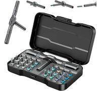 Hvjwfu 24 in 1 Magnetic Ratchet Screwdriver Set,DIY Magnetic Screwdriver Sets,with S2 Steel Bits & Detachable T-Handle, Portable Tool Kit in Case for Home DIY, Electronics Repair-A