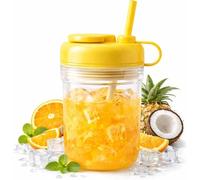 Hvjwfu 3-in-1 Ice Maker Bottle 380ml, Portable Coffee Cup with Push-Type Easy Release, Silicone Mini Ice Cube Maker with Lid & Bin, BPA-Free Chilling Tumbler for Travel, Office Home(Yellow)