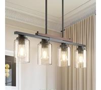 HvKvHvY Plafonnier Moderne Noir, E27 Ferme Plafonnier Salon, 60W MéTal Verre Industriel Abat - Jour Cuisine îLe Chambre à Coucher Salle à Manger Couloir Plafond, 4 Lampes Sans Ampoule