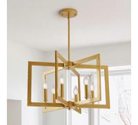 HvKvHvY Plafonnier Suspension Vintage, E14 Suspension GéOméTrique De Ferme 6 Plafonniers Industriels LéGers En MéTal Salon Cuisine Couloir De L'îLe EntréE De La Salle à Manger (Or)