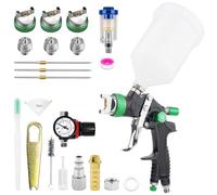 HVLP Kit pistolet à peinture professionnel avec pistolet à peinture 1,4/1,7/2,5 mm, pistolet à peinture professionnel, pistolet à peinture par gravité, avec gobelet en plastique de 600 ml, régulateur