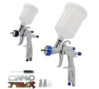 HVLP - Lot de 2 pistolets à peinture - 1,0 mm et 125 ml et 1,3 mm et 600 ml - Pour apprêt, couche de finition et retouche, meubles, peinture de voiture, peinture de maison.