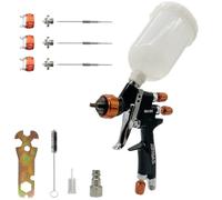 HVLP Mini pistolet à peinture par gravité 250 cc - Kit de réparation automobile - 3 buses de 0,8 mm, 1,0 mm, 1,2 mm