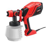 HVLP Pistolet à Peinture électrique HVLP 1000 W avec 6 Buses en cuivre et 3 Modes de pulvérisation 1200 ML conteneur Haute capacité pour Meubles, clôtures, Murs, Portes de Garage (Rouge)
