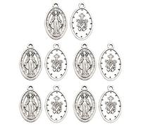 HVRFJXI 10 Pcs Collier Médaille Benoît pour Bijoux de Protection de Fátima Double Face Chrétien Décorat Médaille Pendentif Collier pour Hommes