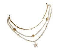 HVRFJXI 3 Pieces Layering Necklace For Women Star Fish Shell Beach Jewelry Adjustable Stacked Accessories Inspired Layering Necklace