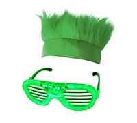 HVRFJXI Accessoire vert pour fête de la Saint-Patrick - Bandeau poilu - Chapeau et lunettes - Facile à assortir avec les adultes - Hommes et femmes - Accessoires de costume pour la fête de patricks