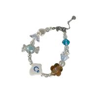 HVRFJXI Adjustable Cloud Shaped Bead Adjustable Wristchain with Flower Heart Charm Stylish Everyday Jewelry Gift Vibrant Rainbow Cloud Shaped Bead