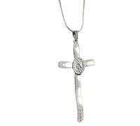 HVRFJXI Adjustable Length Crucifix Charm Necklace Handmade Metal Neckchain Unisex Clavicle Chain Stylish Religious Jewelry Youth Fashion Jewelry