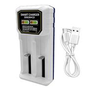 HVRFJXI Alimentation USB double baie de charge pour batterie 18650 26650 26800 21700 détection intelligente compatibilité universelle USB C double fente batterie