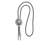 HVRFJXI Bolotie occidentale avec pendentif en alliage en forme de chapeau réglable en simili cuir cordon cravate pour hommes d'affaires décontractés accessoires western bolo cravate, Argent vieilli