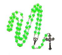 HVRFJXI Chapelet Lumineux Brillant dans Nuit Perle Noctilucente pour Collier Croisé Juif Catholique