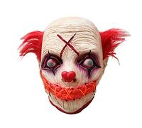 HVRFJXI Clown effrayant en latex à LED pour bal masqué, Halloween, fête costumée