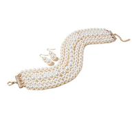 HVRFJXI Collier ras du cou en perles et boucles d ' oreilles pendantes, bijoux multicouches pour femmes, collier élégant simulé