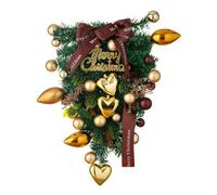 HVRFJXI Couronne de Noël pour porte d'entrée, ornement en forme de cœur, boule à suspendre, arbre inversé, décoration murale de maison, décoration de fenêtre