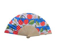 HVRFJXI Éventail à main en tissu de bois avec imprimé citron ou cerises - 17,8 cm - Éventail pliable pour danse, événement social et décoration murale - Portable