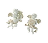 HVRFJXI Lot de 2 statues angéliques murales - Design vintage en résine - Figurine angélique ailée - Sculpture pour intérieur - Décoration murale d'ange