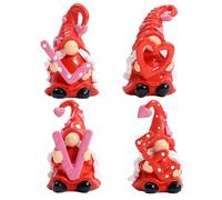 HVRFJXI Lot de 4 figurines miniatures en résine sur le thème de l'amour gnomes suédois elfes pour la Saint-Valentin, ornements décoratifs pour couples, cadeaux romantiques, décorations de célébration