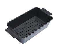 HVRFJXI Moule à pain de viande avec insert pour la maison, l'intérieur et l'extérieur, plateau de barbecue antiadhésif, rectangulaire, outil de cuisson en acier au carbone, outil de cuisson pour