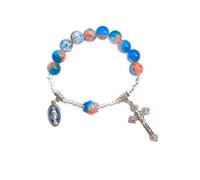 HVRFJXI Perles de verre Chapelet Croix Pendentifs Bracelets Bracelet Bracelet Catholicisme Prière Religieux Bijoux Baptêmes Cadeau Baptême