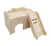 HVRFJXI Petit nid en bois massif pour hamster - Nid de repos - Ours en soie dorée - Fournitures de jouets - Maisons de nains