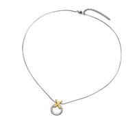 HVRFJXI Pièce Bijoux Cou En Argent Élégant Combinant Des Croisements Géométriques Cercles Charme Chaîne Liaison Lisse Pour Looks En Couches