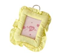 HVRFJXI Protège-cartes en tissu PVC avec bordure à volants de 7,6 cm pour cartes, cartes photo, cartes photo, étui pour sac, breloque, carte en dentelle, jaune