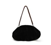 HVRFJXI Sac léger et doux en fausse fourrure à volants sous les bras pour plus de confort, port prolongé, parfait pour les navetteurs, les voyageurs, usage quotidien en fourrure, Noir , One Size