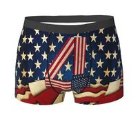 HVTTIOR 4th of July Patriotic Flag Print Various Men Slips Respirant Stretch Sous-vêtements légers pour un confort tout au long de la journée Noir