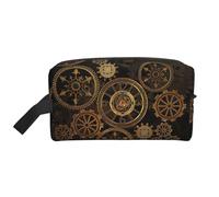 HVTTIOR Gears Clock Bronze Century Print Trousse de toilette maquillage et essentiels quotidiens Grande capacité Sac de rangement à fermeture éclair Blanc Taille unique