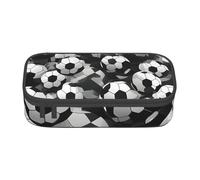 HVTTIOR Trousse à crayons noire et blanche de grande capacité avec motif ballon de football imprimé 21 x 5 x 9,4 cm pour femme