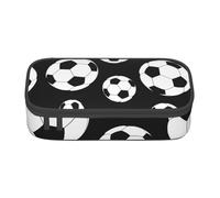 HVTTIOR Trousse fonctionnelle de grande capacité pour femme Motif football Noir 21,6 x 5,1 x 9,4 cm