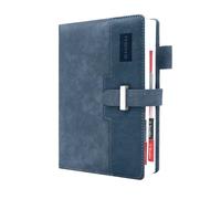 HW CASA Agenda journalier 2026 Carnet, format A5, 200 pages, couverture épissée bicolore, avec insert pour stylo et boucle, conception à une seule page et étiquettes mensuelles colorées, bleu