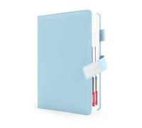 HW CASA Agenda journalier 2026 Carnet, format A5, 200 pages, couverture épissée bicolore, avec insert pour stylo et boucle, conception à une seule page et étiquettes mensuelles colorées, bleu