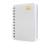 HW CASA Agenda journalier 2026 Carnet, format A6, 200 pages, couverture épissée bicolore, avec insert pour stylo et boucle, conception à une seule page et étiquettes mensuelles colorées, gris