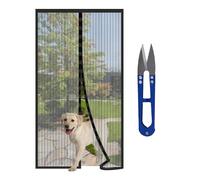 HW CASA Moustiquaire magnétique 140 x 240 cm avec 34 aimants puissants et 2 blocs de poids, porte se ferme par seule, rideau pour empêcher l'entrée des mouches et des moustiques, facile à installer