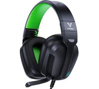 HW11 Casque Gaming pour PS5 PS4 PC Xbox,asque Gamer à réduction de Bruit avec Micro,Son Stéréo Bass 3.5mm Casque Audio Gamer,avec Lampe respiratoire,Écouteurs filaires Pliables - Noir/Vert