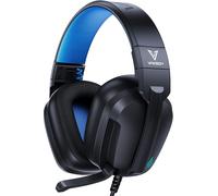 HW11 Casque Gaming pour PS5 PS4 PC Xbox,asque Gamer à réduction de Bruit avec Micro,Son Stéréo Bass 3.5mm Casque Audio Gamer,avec Lampe respiratoire,Écouteurs filaires Pliables - Noir/Bleu