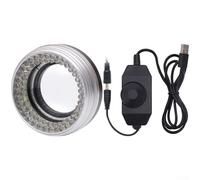 HW241 Anneau lumineux pour microscope avec 72 LED haute luminosité luminosité réglable 20 % à 100 % boîtier en métal, lumière blanche 6500 K pour réparation d'inspection monoculaire stéréo Argenté