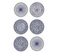 HwaGui Lot de 6 assiettes à dessert en céramique, assiettes à salade, assiettes plates en porcelaine, Ø 20,5 cm, assiettes à petit-déjeuner, assiettes plates